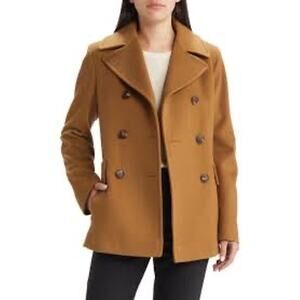Halston Studio Wool Blend Double Breasted Jacket Size 10 Brown